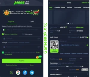 m666 game logins and other interface